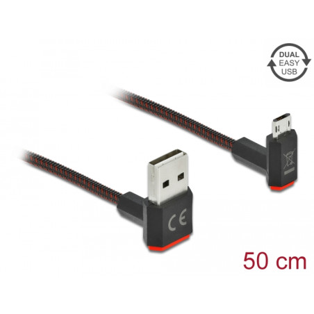 Delock EASY-USB 2.0 Kabel Typ-A Stecker zu EASY-USB Typ Micro-B Stecker gewinkelt oben / unten 0,5 m schwarz