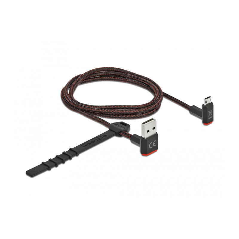 Delock EASY-USB 2.0 Kabel Typ-A Stecker zu EASY-USB Typ Micro-B Stecker gewinkelt oben / unten 1 m schwarz