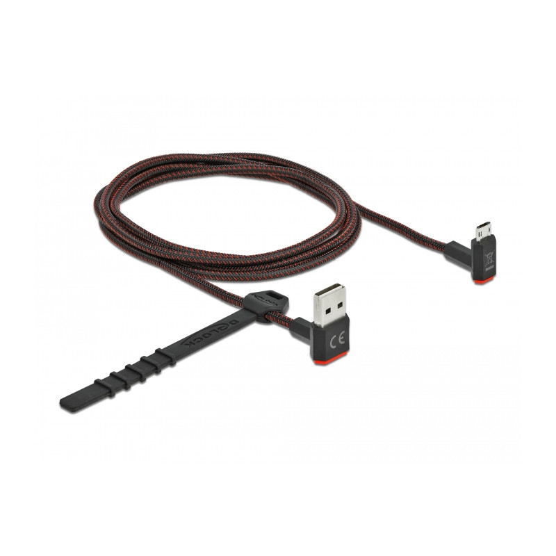 Delock EASY-USB 2.0 Kabel Typ-A Stecker zu EASY-USB Typ Micro-B Stecker gewinkelt oben / unten 1,5 m schwarz