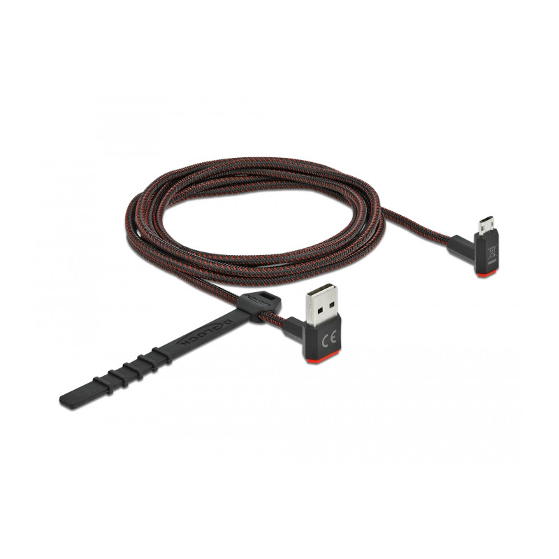 Delock EASY-USB 2.0 Kabel Typ-A Stecker zu EASY-USB Typ Micro-B Stecker gewinkelt oben / unten 2 m schwarz