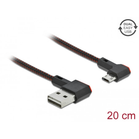 Delock EASY-USB 2.0 Kabel Typ-A Stecker zu EASY-USB Typ Micro-B Stecker gewinkelt links / rechts 0,2 m schwarz