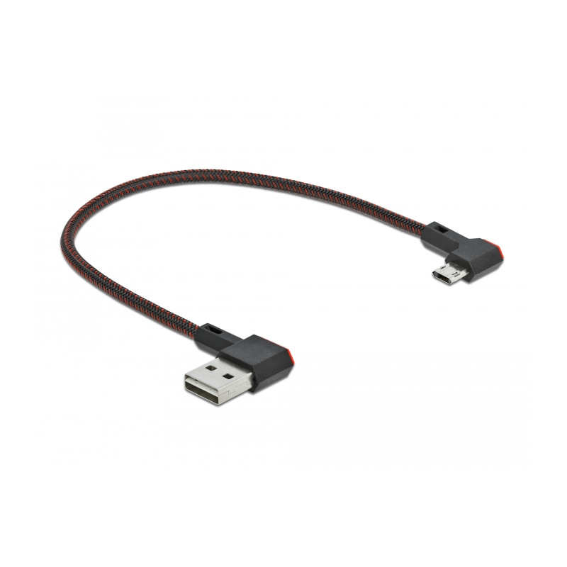 Delock EASY-USB 2.0 Kabel Typ-A Stecker zu EASY-USB Typ Micro-B Stecker gewinkelt links / rechts 0,2 m schwarz