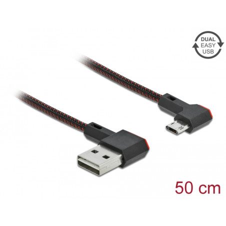 Delock EASY-USB 2.0 Kabel Typ-A Stecker zu EASY-USB Typ Micro-B Stecker gewinkelt links / rechts 0,5 m schwarz