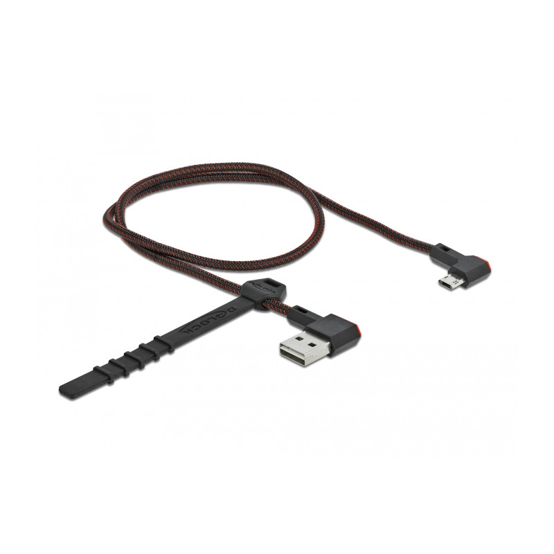 Delock EASY-USB 2.0 Kabel Typ-A Stecker zu EASY-USB Typ Micro-B Stecker gewinkelt links / rechts 0,5 m schwarz