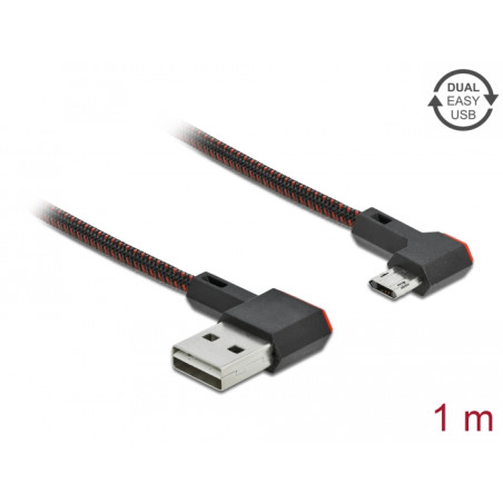 Delock EASY-USB 2.0 Kabel Typ-A Stecker zu EASY-USB Typ Micro-B Stecker gewinkelt links / rechts 1 m schwarz