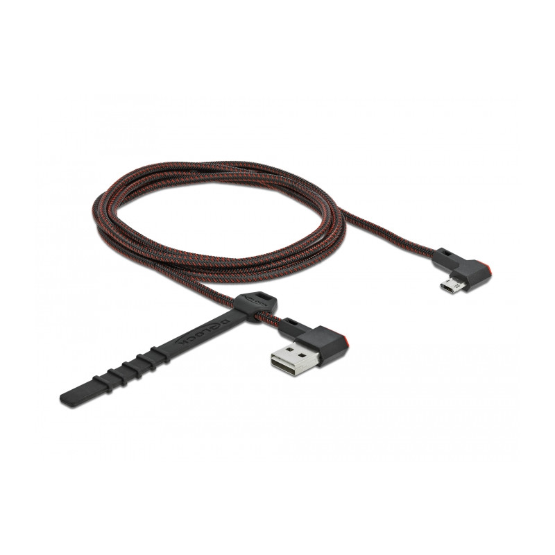 Delock EASY-USB 2.0 Kabel Typ-A Stecker zu EASY-USB Typ Micro-B Stecker gewinkelt links / rechts 1,5 m schwarz