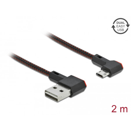 Delock EASY-USB 2.0 Kabel Typ-A Stecker zu EASY-USB Typ Micro-B Stecker gewinkelt links / rechts 2 m schwarz