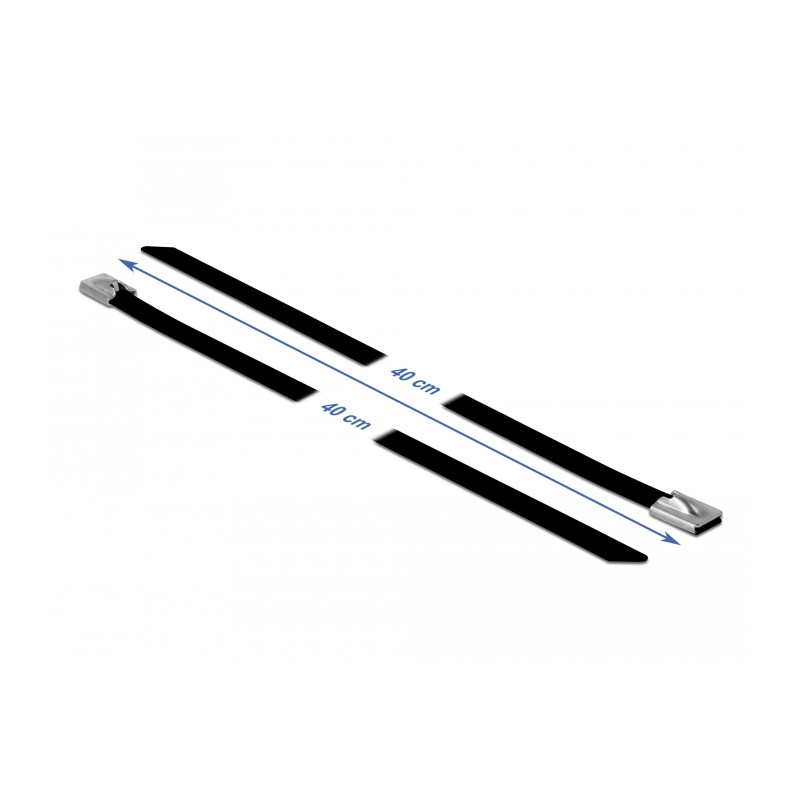 Delock Edelstahlkabelbinder L 400 x B 7,9 mm schwarz 10 Stück