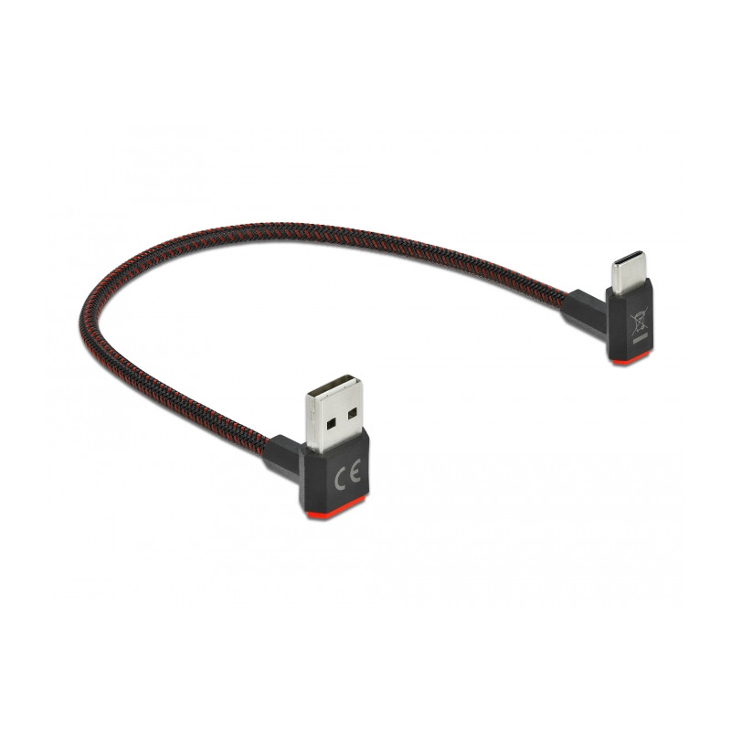 Delock EASY-USB 2.0 Kabel Typ-A Stecker zu USB Type-C™ Stecker gewinkelt oben / unten 0,2 m schwarz