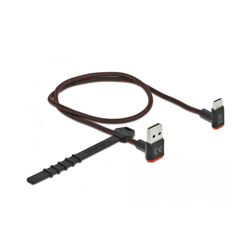 Delock EASY-USB 2.0 Kabel Typ-A Stecker zu USB Type-C™ Stecker gewinkelt oben / unten 0,5 m schwarz