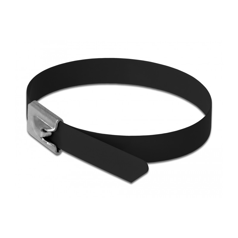 Delock Edelstahlkabelbinder L 400 x B 7,9 mm schwarz 10 Stück