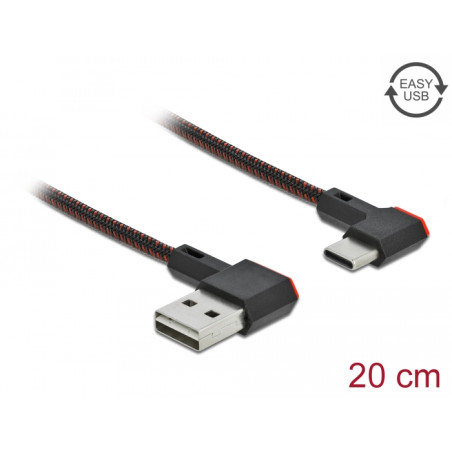 Delock EASY-USB 2.0 Kabel Typ-A Stecker zu USB Type-C™ Stecker gewinkelt links / rechts 0,2 m schwarz