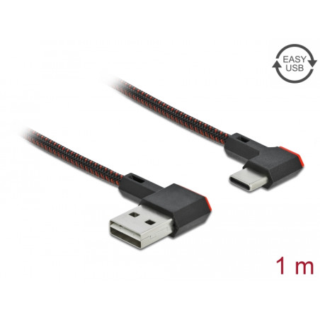 Delock EASY-USB 2.0 Kabel Typ-A Stecker zu USB Type-C™ Stecker gewinkelt links / rechts 1 m schwarz