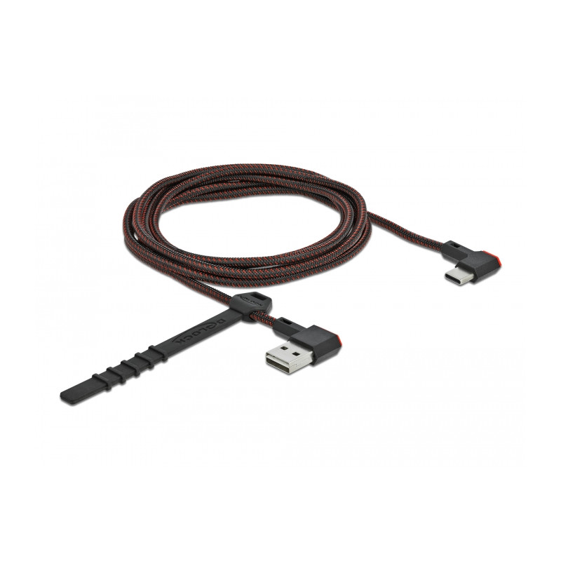 Delock EASY-USB 2.0 Kabel Typ-A Stecker zu USB Type-C™ Stecker gewinkelt links / rechts 2 m schwarz
