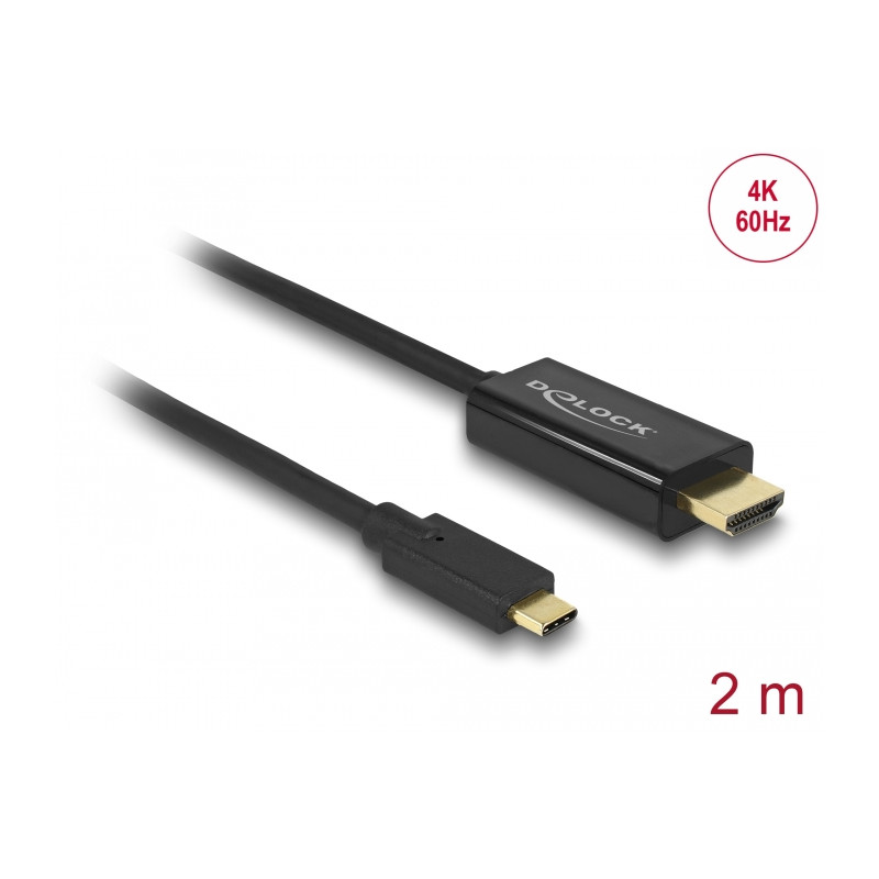 Delock Kabel USB Type-C™ Stecker - HDMI Stecker (DP Alt Mode) 4K 60 Hz 2 m schwarz