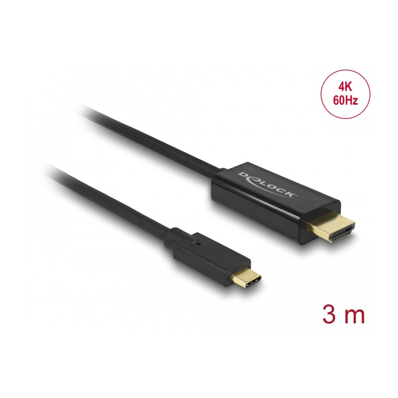 Delock Kabel USB Type-C™ Stecker - HDMI Stecker (DP Alt Mode) 4K 60 Hz 3 m schwarz