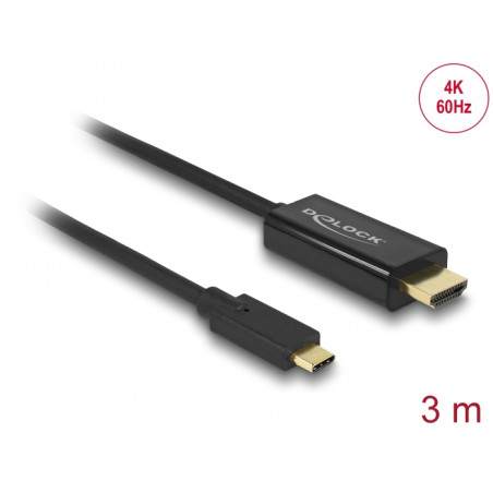 Delock Kabel USB Type-C™ Stecker - HDMI Stecker (DP Alt Mode) 4K 60 Hz 3 m schwarz