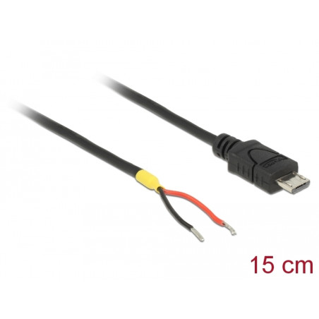 Delock Kabel USB 2.0 Micro-B Stecker - 2 x offene Kabelenden Strom 15 cm Raspberry Pi