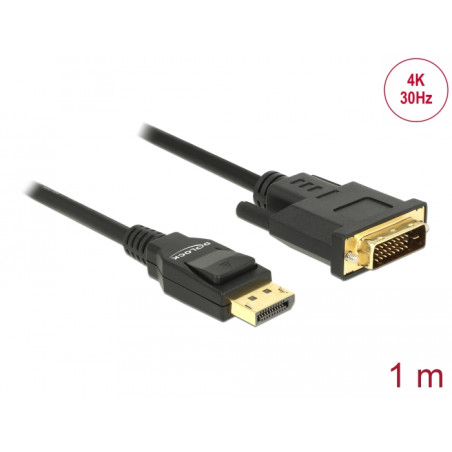 Delock Kabel DisplayPort 1.2 Stecker - DVI 24+1 Stecker Passiv 4K 30 Hz 1 m schwarz