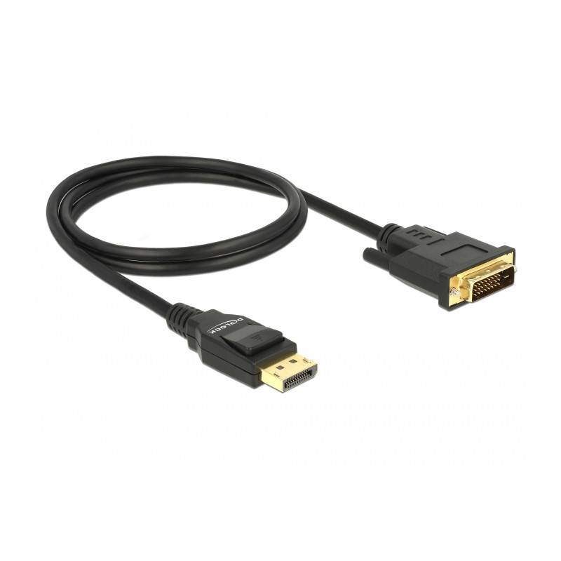 Delock Kabel DisplayPort 1.2 Stecker - DVI 24+1 Stecker Passiv 4K 30 Hz 1 m schwarz