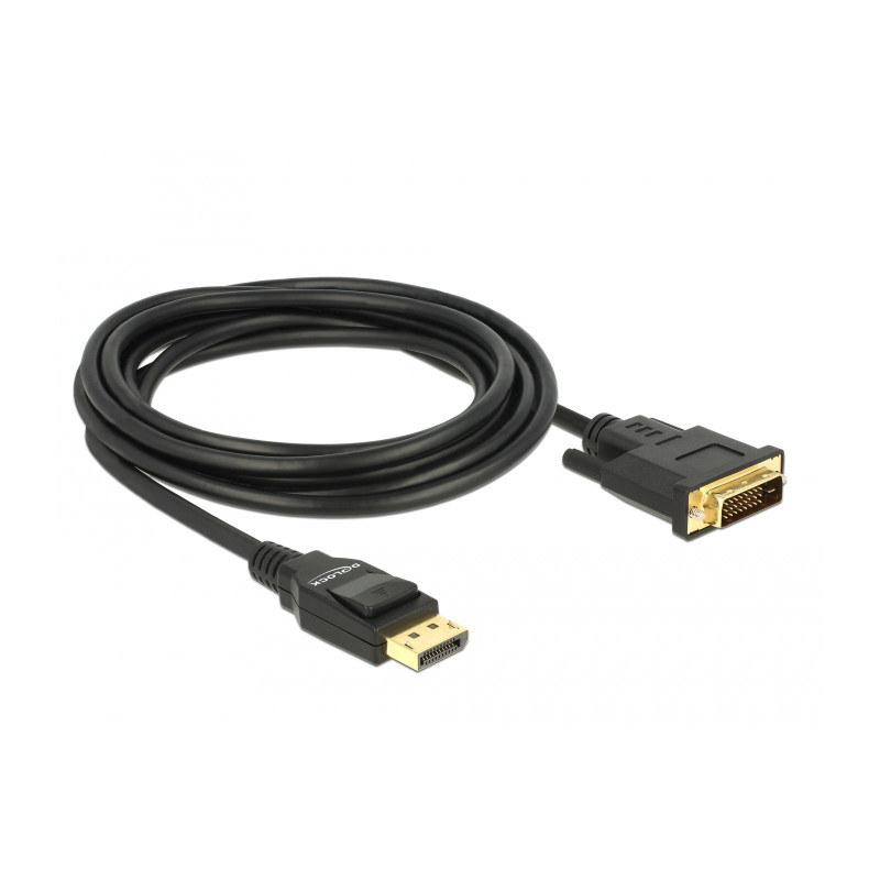 Delock Kabel DisplayPort 1.2 Stecker - DVI 24+1 Stecker Passiv 4K 30 Hz 3 m schwarz