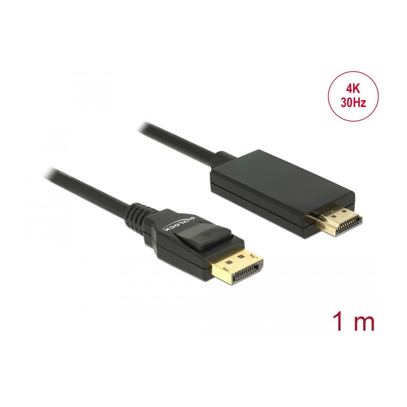 Delock Kabel DisplayPort 1.2 Stecker - High Speed HDMI-A Stecker Passiv 4K 30 Hz 1 m schwarz