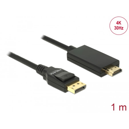Delock Kabel DisplayPort 1.2 Stecker - High Speed HDMI-A Stecker Passiv 4K 30 Hz 1 m schwarz