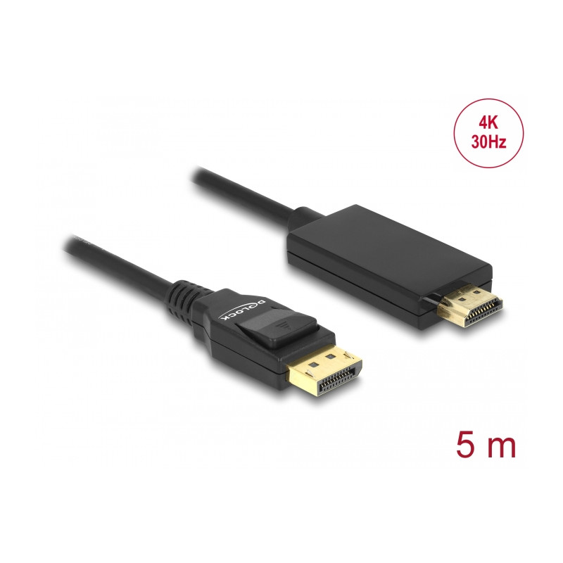 Delock Kabel DisplayPort 1.2 Stecker - High Speed HDMI-A Stecker Passiv 4K 30 Hz 5 m schwarz