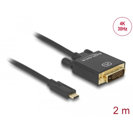 Delock Kabel USB Type-C™ Stecker - DVI 24+1 Stecker (DP Alt Mode) 4K 30 Hz 2 m schwarz