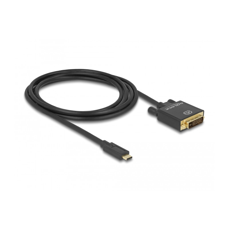 Delock Kabel USB Type-C™ Stecker - DVI 24+1 Stecker (DP Alt Mode) 4K 30 Hz 2 m schwarz
