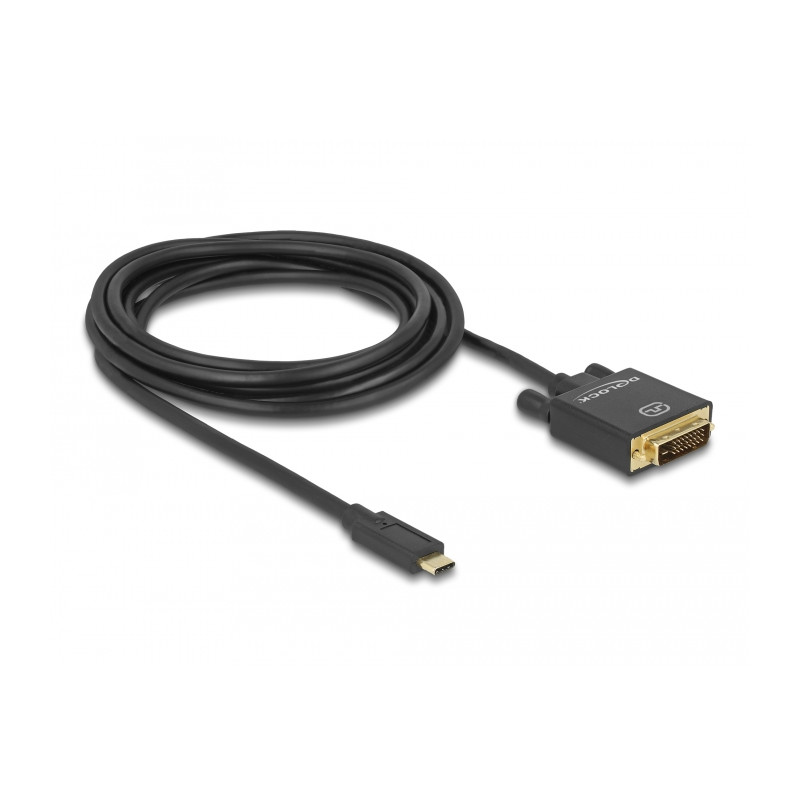 Delock Kabel USB Type-C™ Stecker - DVI 24+1 Stecker (DP Alt Mode) 4K 30 Hz 3 m schwarz