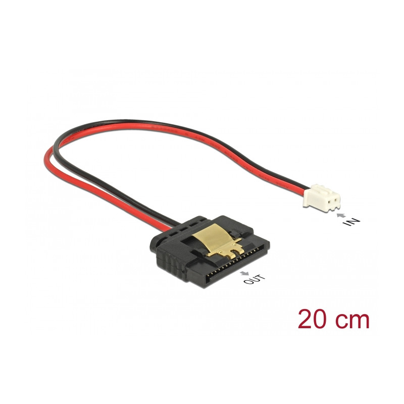 Delock Kabel Power 2 Pin Buchse - 1 x SATA 15 Pin Buchse (5 V) Metallclip 20 cm
