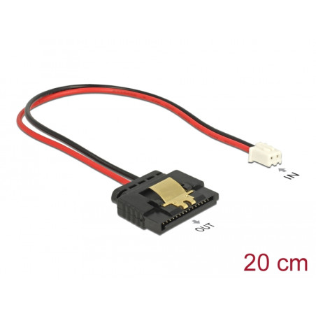 Delock Kabel Power 2 Pin Buchse - 1 x SATA 15 Pin Buchse (5 V) Metallclip 20 cm