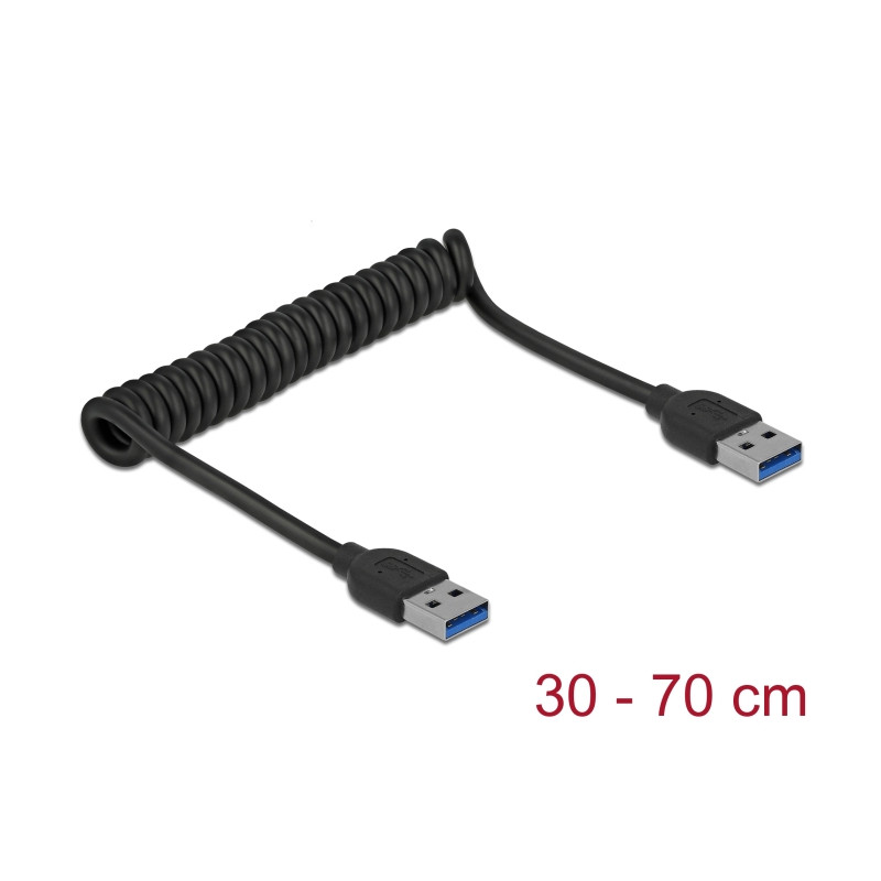Delock USB 5 Gbps Spiralkabel Typ-A Stecker zu Typ-A Stecker