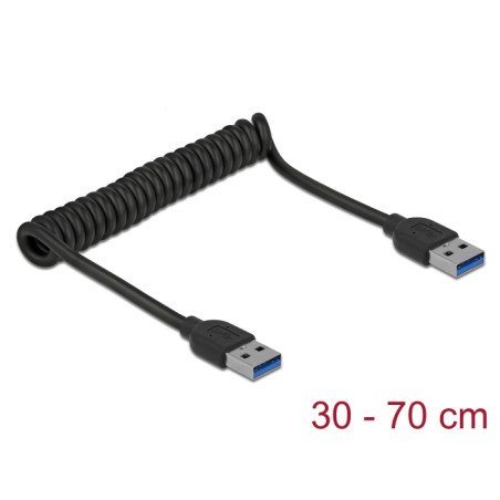 Delock USB 5 Gbps Spiralkabel Typ-A Stecker zu Typ-A Stecker