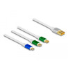 Delock USB 3 in 1 Aufrollladekabel Typ-A zu Micro USB / 2 x USB Type-C™ mit Schnellladefunktion weiß