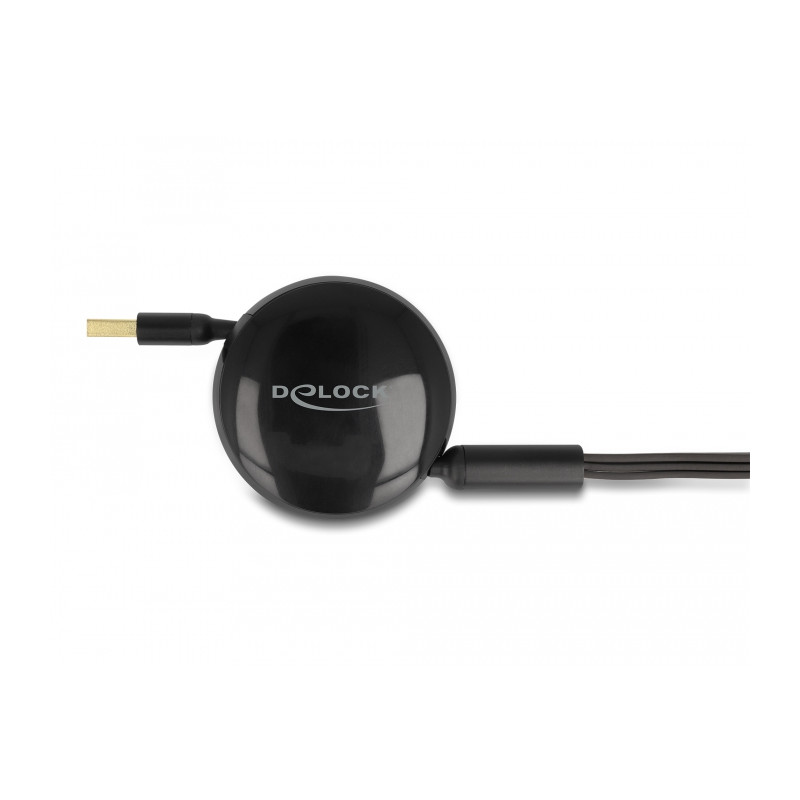 Delock USB Aufrollladekabel 3 in 1 Typ-A zu Micro USB / 2 x USB Type-C™ mit Schnellladefunktion schwarz