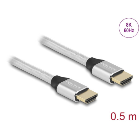 Delock Ultra High Speed HDMI Kabel 48 Gbps 8K 60 Hz silber 0,5 m zertifiziert