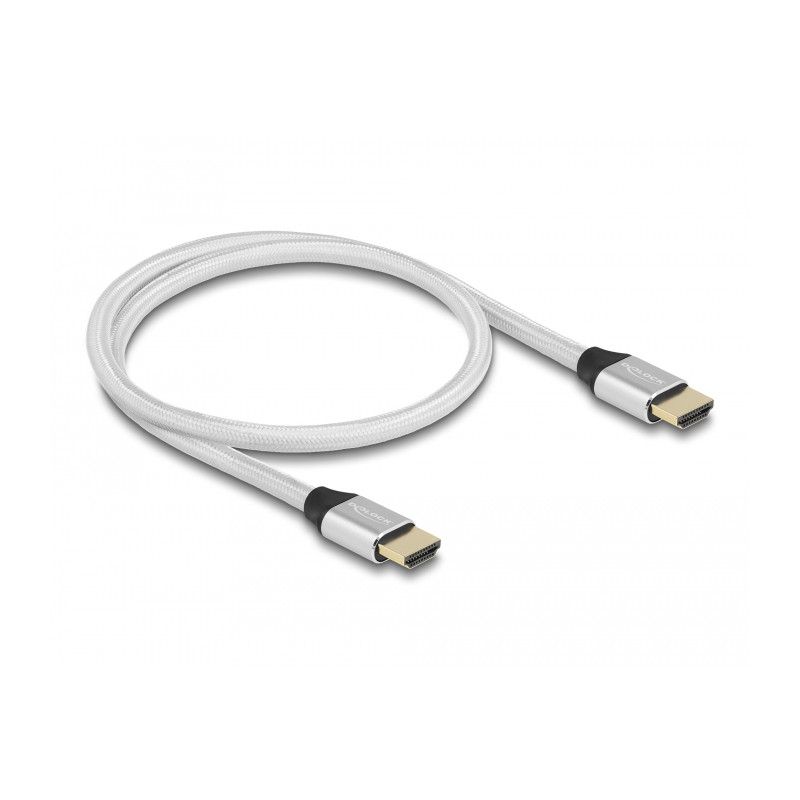 Delock Ultra High Speed HDMI Kabel 48 Gbps 8K 60 Hz silber 0,5 m zertifiziert
