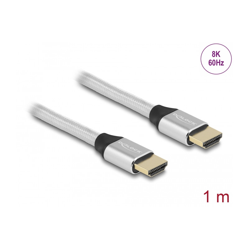 Delock Ultra High Speed HDMI Kabel 48 Gbps 8K 60 Hz silber 1 m zertifiziert