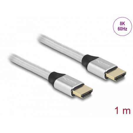 Delock Ultra High Speed HDMI Kabel 48 Gbps 8K 60 Hz silber 1 m zertifiziert