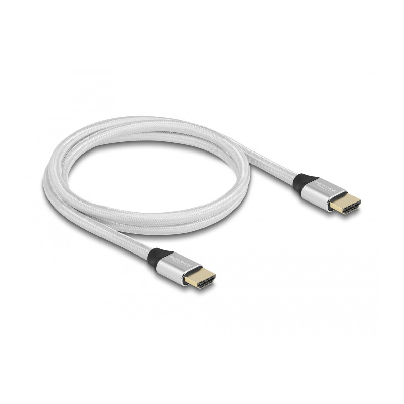 Delock Ultra High Speed HDMI Kabel 48 Gbps 8K 60 Hz silber 1 m zertifiziert