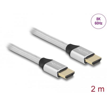 Delock Ultra High Speed HDMI Kabel 48 Gbps 8K 60 Hz silber 2 m zertifiziert