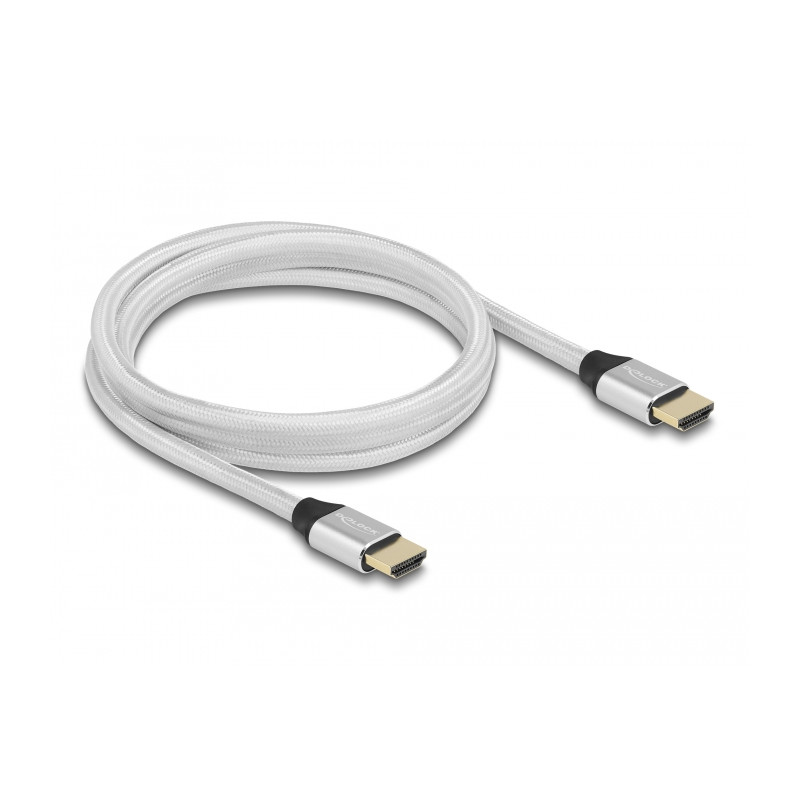 Delock Ultra High Speed HDMI Kabel 48 Gbps 8K 60 Hz silber 2 m zertifiziert
