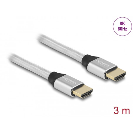 Delock Ultra High Speed HDMI Kabel 48 Gbps 8K 60 Hz silber 3 m zertifiziert