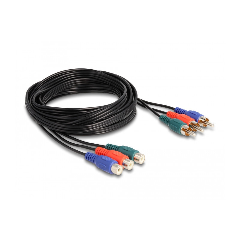 Delock Cinch RGB Verlängerungskabel 3 x Stecker zu 3 x Buchse 3 m