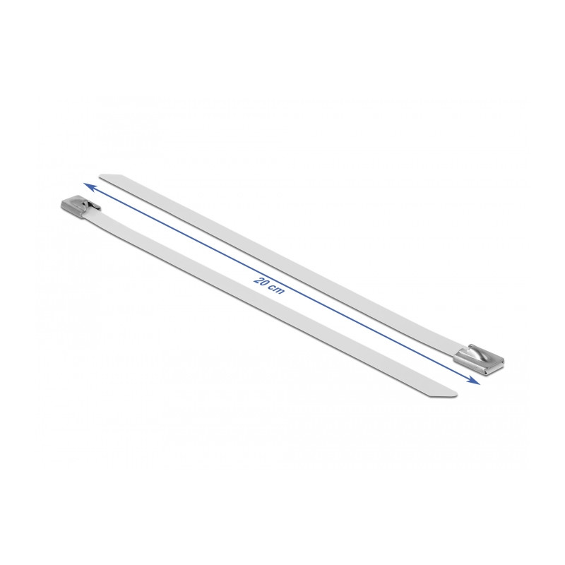 Delock Edelstahlkabelbinder L 200 x B 7,9 mm weiß 10 Stück