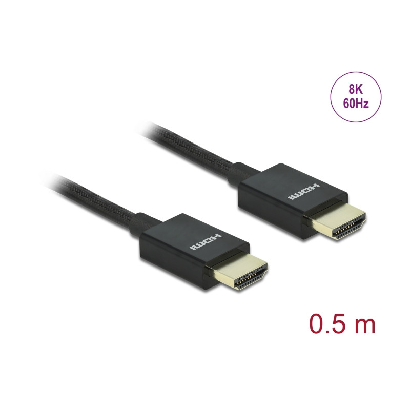 Delock Koaxiales High Speed HDMI Kabel 48 Gbps 8K 60 Hz schwarz 0.5 m