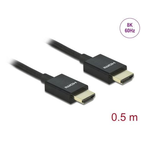 Delock Koaxiales High Speed HDMI Kabel 48 Gbps 8K 60 Hz schwarz 0.5 m