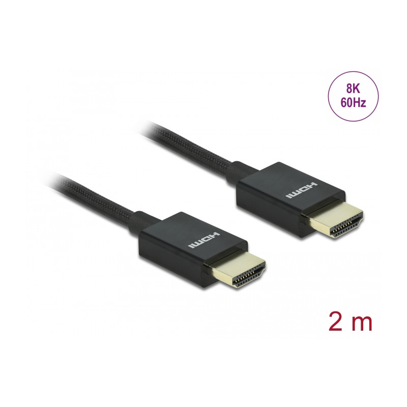 Delock Koaxiales High Speed HDMI Kabel 48 Gbps 8K 60 Hz schwarz 2 m